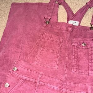 American Eagle Outfitters Rose Pink Corduroy Overalls Romper